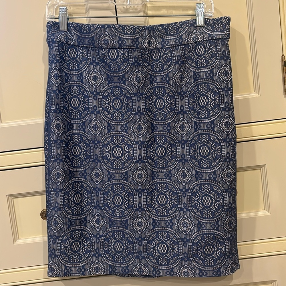 The Limited - Blue and cream pencil skirt